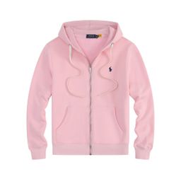 thumbnail for Cross-Border Fleece-Lined Jacket Autumn and Winter Rl Hooded Cardigan Solid Color Sweatshirt Embroidered Loose Plus-Size Top Men's Jacket