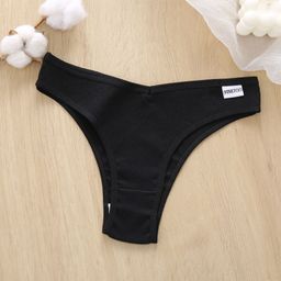 thumbnail for Cross-Border Popular Underwear Women's Threaded Cotton V-Waist Vertical Pattern Comfortable Mid-Waist Comfortable Women's Underwear Briefs