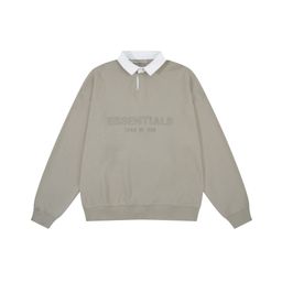 thumbnail for ESSENTIALS waffle polo shirt men's FOG double line Spring and Autumn loose long sleeve fashion brand couple's sweater