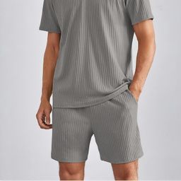 thumbnail for European and American cross-border summer fashion casual polo short-sleeved shirt shorts two-piece men's suit trend