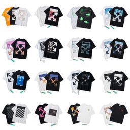 thumbnail for Factory wholesale summer trendy brand OFF OW arrow print series short-sleeved men and women couple high street style T-shirt