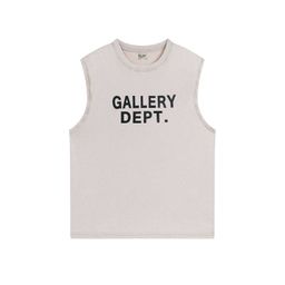 thumbnail for Gallery Dept classic letter LOGO distressed washed print vintage loose men's sleeveless vest T-shirt
