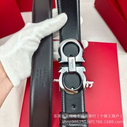thumbnail for Top-quality Cowhide Non-pull Belt 8-character Copper Buckle Men&#039s Belt Business Casual Light Luxury High-value Belt