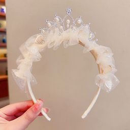 thumbnail for Children's Crown Super Fairy Headband Baby Birthday Veil Headband Female Sweet and Cute Hairpin Han Dynasty Little Princess Tiara