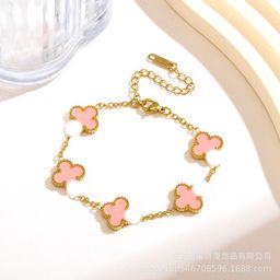 thumbnail for Cross-border popular 13mm double-sided four-leaf clover bracelet European and American ins style 18K real gold electroplating hand jewelry factory direct wholesale