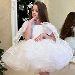 thumbnail for Girl Party Dress Birthday Party Big Bow Puffy Skirt Sweet Sequin Princess Dress