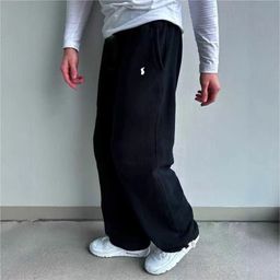 thumbnail for 2025 Cross-border European and American retro street men's hip-hop new elastic waist pony embroidery loose fleece straight-leg sweatpants