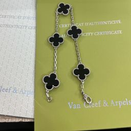 thumbnail for Fan family four-leaf clover five-flower bracelet thin flower women's plated 18K rose gold red agate light luxury bracelet Internet celebrity same ins