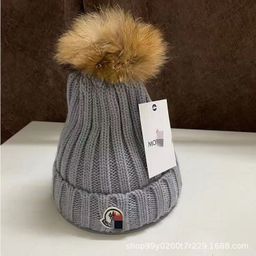 thumbnail for Autumn and Winter European and American New Knitted Hats Korean Style Casual Pullover Cold Hats Raccoon Real Fur Ball Woolen Hats Street Hats Wholesale