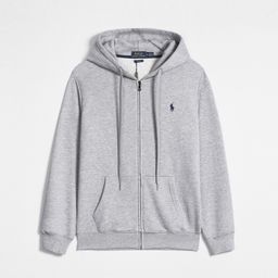 thumbnail for High-Quality Cross-Border Pony Hooded Rl Cardigan Solid Color Sweatshirt Embroidered Loose Fit Men's Polo Jacket Supply Source