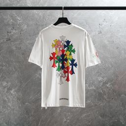 thumbnail for 25 Chrome Heart Sanskrit Cross Print Cotton Youth Men's Men's Pullover Short Sleeve T-Shirt Wholesale