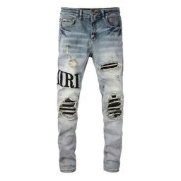 thumbnail for Calça jeans masculina com rasgos pretos e brancos, calça skinny slim fit elástica da moda, calça masculina casual de alta qualidade.