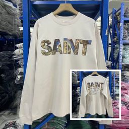 thumbnail for SAINT MICHAEL ICON MONOGRAM-PRINT HOODIE, AMERICAN HIGH STREET WASH, DISTRESSED CASUAL TROUSERS