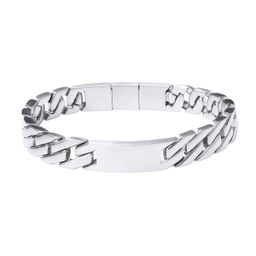 thumbnail for Cross-border best-selling titanium steel men's bracelet, fashionable street trend, custom engraved logo curved sign bracelet jewelry