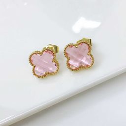 thumbnail for Fashion cross-border hot sale color crystal zircon lucky four-leaf clover stud earrings women's simple and high-end Internet celebrity ear jewelry