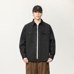 thumbnail for Fengshe Men's Clothing / American Heavy Retro Cotton Shirt Men's Autumn and Winter Work Shirt Long-Sleeved Loose Casual Jacket