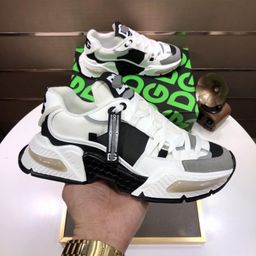 thumbnail for European station men's shoes platform new cowhide spliced canvas casual shoes daddy shoes low-top shoes sneakers trend