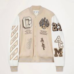 thumbnail for Jaqueta bomber bordada masculina de futebol, moda e-commerce transfronteiriça, hip-hop, costura de letras, uniforme de beisebol de couro Y2K