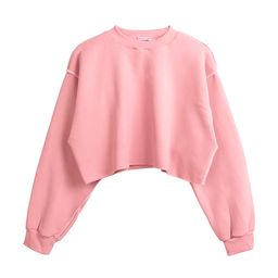 thumbnail for Navel Short Sweatshirt Design Sense Europe and America Cross-border Amazon fleece-lined Long Sleeve Fitness Yoga Sportswear Top Women