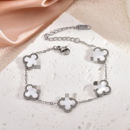 thumbnail for High-End Four-Leaf Titanium Steel Bracelet for Women, Double-Sided Shell 13mm Stainless Steel Jewelry, Small Luck, Simple and Fashionable Style