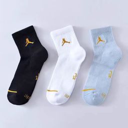 thumbnail for Elite AJ Embroidery Trapeze Medium and High Athletic Socks Running Socks Men's And Women's Black & White Towel Bottom Outdoor Basketball Socks Wholesale