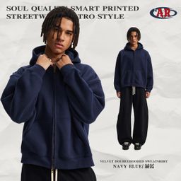 thumbnail for 2026 Fall/Winter BOXY Short Zipper Cardigan New Dropped Shoulder Loose Men's and Women's Hooded Fleece Sweatshirt Cross-border Factory