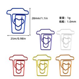 thumbnail for Cross-border 5 color coffee cup paper clip creative new color special-shaped water cup paper clip office stationery paper clip