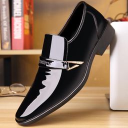 thumbnail for Spring New Men's Leather Shoes Korean Style Fashion Casual Shoes Glossy Patent Leather Business Men's Shoes Cross-Border Wholesale