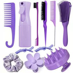 thumbnail for Manufacturer 27 pieces shampoo brush scalp massage spray bottle sub-bottle hollow comb styling smooth hair comb hairdressing set
