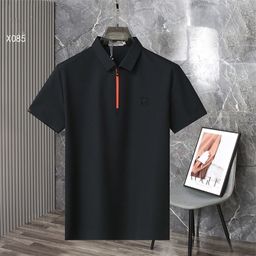thumbnail for Camiseta polo masculina de manga curta com gola dobrável e zíper, estilo casual de negócios, em seda gelada de alta qualidade, marca europeia H, para o verão.
