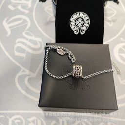 thumbnail for CH Trendy Brand Croix Vintage with Diamond Thai Silver Cross Explosive Necklace Pendant for Men and Women Classic Sweater Chain