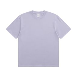 thumbnail for Summer 230g cotton T-shirt men's solid color crew neck short sleeve heavy casual combed cotton men's and women's front shoulder shirt