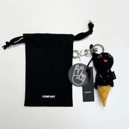 thumbnail for Han Niche Cute little black cat ice cream keychain bag pendant plush doll pendant
