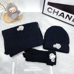 thumbnail for High-Quality Fine Wool Cable Knit Scarf, Hat, and Gloves Three-Piece Set with Qr Code and Double Tags