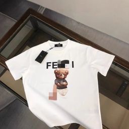thumbnail for Fenjia 25 summer new cute bear print cartoon short-sleeved T-shirt fashionable loose cotton couple top