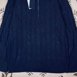 thumbnail for Real shot RL Raff pony logo sweater female embroidered knitwear men's autumn and winter stand-up collar twist couple half zipper