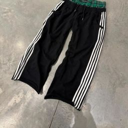 thumbnail for American-style Casual Sports Pants Side Three-bar Stitching Plaid Comfortable Loose Wide-leg Straight Pants Street Fashion