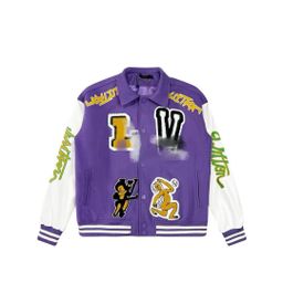 thumbnail for Cross-Border High-Quality Ch Crow Cross Leather Embroidered Baseball Uniforms for Men and Women Casual Jackets Wholesale