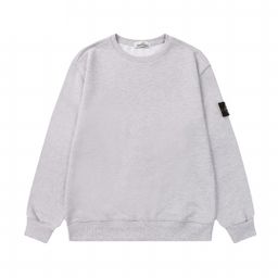 thumbnail for Cross-Border Correct Version of the Classic Stone Four-Way Island Pure Color Round Neck Badge Long-Sleeved Pullover Sweatshirt for Men and Women