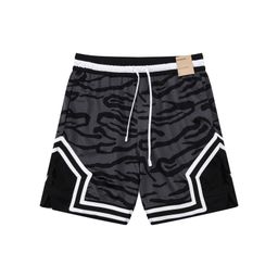 thumbnail for New American shorts, contrasting stripes, casual breathable basketball sweatpants, comfortable running training, loose mesh trend