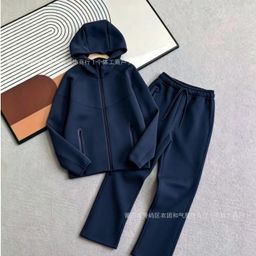thumbnail for 26 Spring and Autumn New Casual Sports Air Layer Hooded Jacket and Sweatpants Set 454 and 461