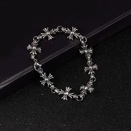 thumbnail for Punk style new cross retro distressed copper silver-plated bracelet luxury niche hand ornament