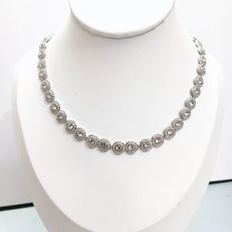 thumbnail for [New] Shijia Retro Single Diamond Round Row Diamond Button Necklace Personality Full Diamond Button Necklace Female