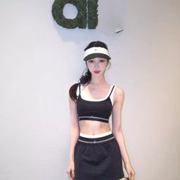 thumbnail for 原单现货al假两件瑜伽裙套装吊带背心内衣短裙健身运动跑步普拉提