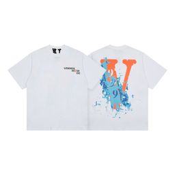thumbnail for Cross-border Supply Trendy Brand Letter Logo Cherry Blossom Short Half Sleeve Sketch Embroidery Lip Print Graffiti Print Short Sleeve T-Shirt