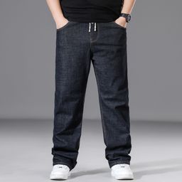 thumbnail for Autumn and Winter Jeans Men&#039s Straight-Leg Looser Version Plus Weight Plus Weight Pants for Fat and Tight Waist Men&#039s Wide-Leg Fat Trousers