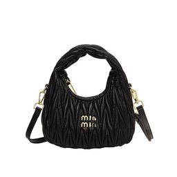 thumbnail for New women's fashionable all-Match Girl's sweet pleated soft portable underarm shoulder crossbody Crescent bow and arrow bag