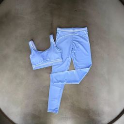 thumbnail for al25夏季瑜伽套装高腰无缝训练服配衬垫亲肤面料松紧弹力条纹透气