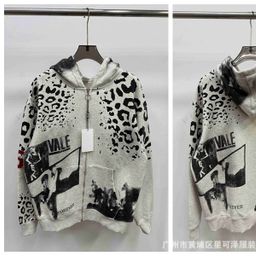 thumbnail for Cross-border high quality Vale Beauty Trend VALLEY washed distressed hooded sweatshirt European and American fashion loose zipper jacket