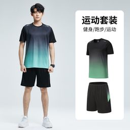 thumbnail for Roupas de fitness masculinas de seda gelada de secagem rápida terno esportivo verão de manga curta manhã corrida pena basquete sala de treinamento shorts